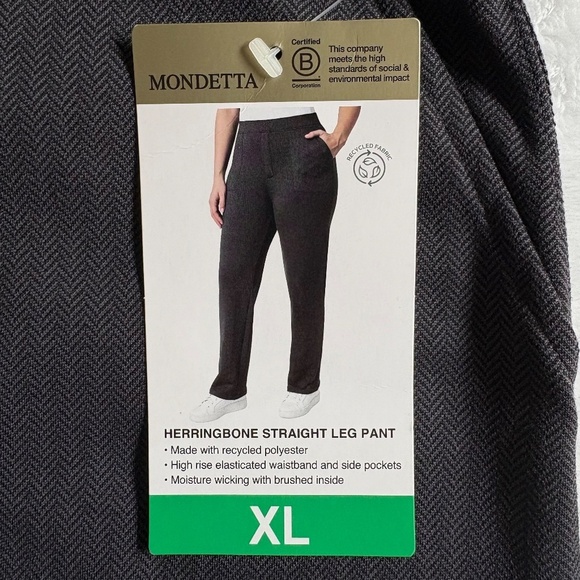 Mondetta Herringbone Straight Leg Pants, Pull On Stretchy Black/Dark Gray XL NWT - Picture 5 of 16